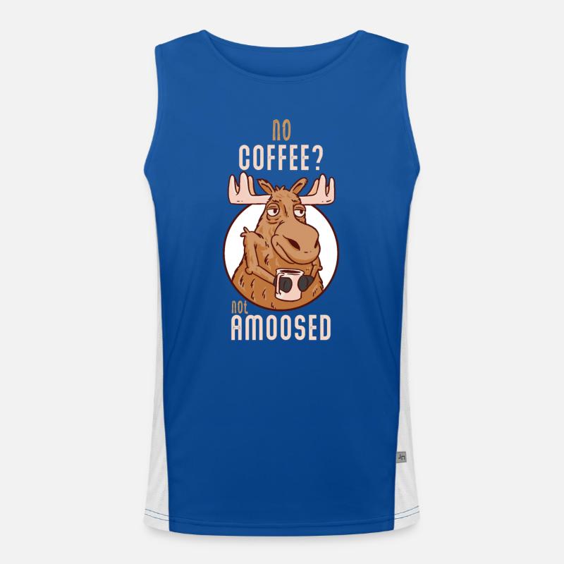 No Coffee Not Amoosed Elch Funktionelles Kontrast-Tank Top für Männer 