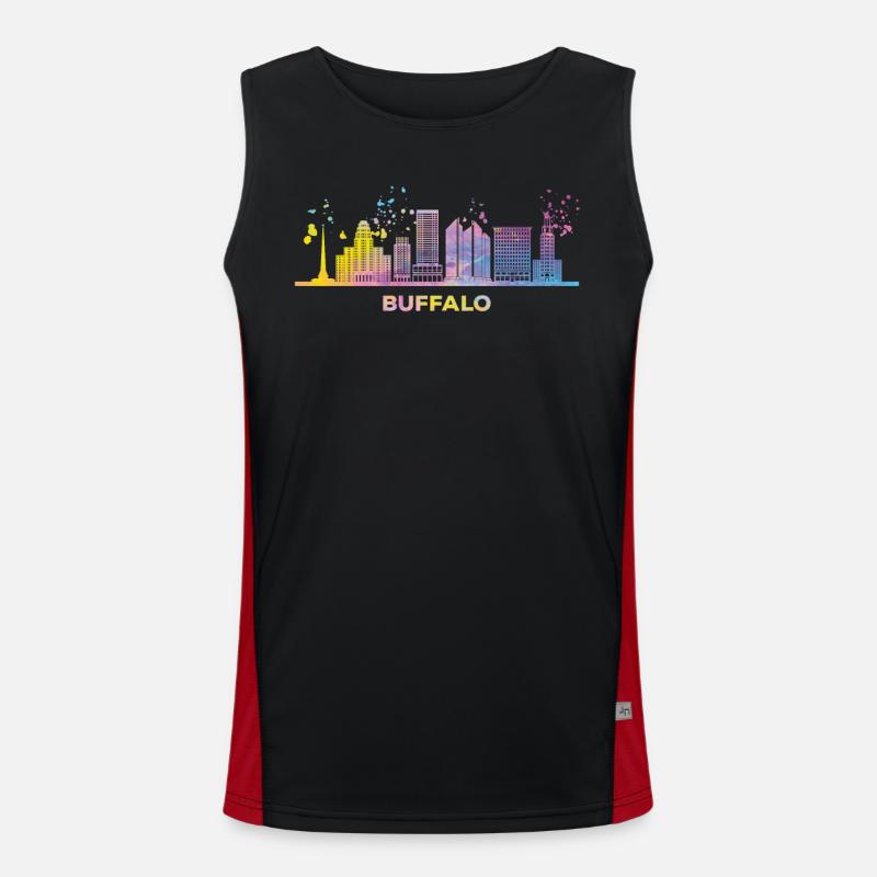 Buffalonians Skyline Cityscape Buffalo Men's Functional Contrast Tank Top 