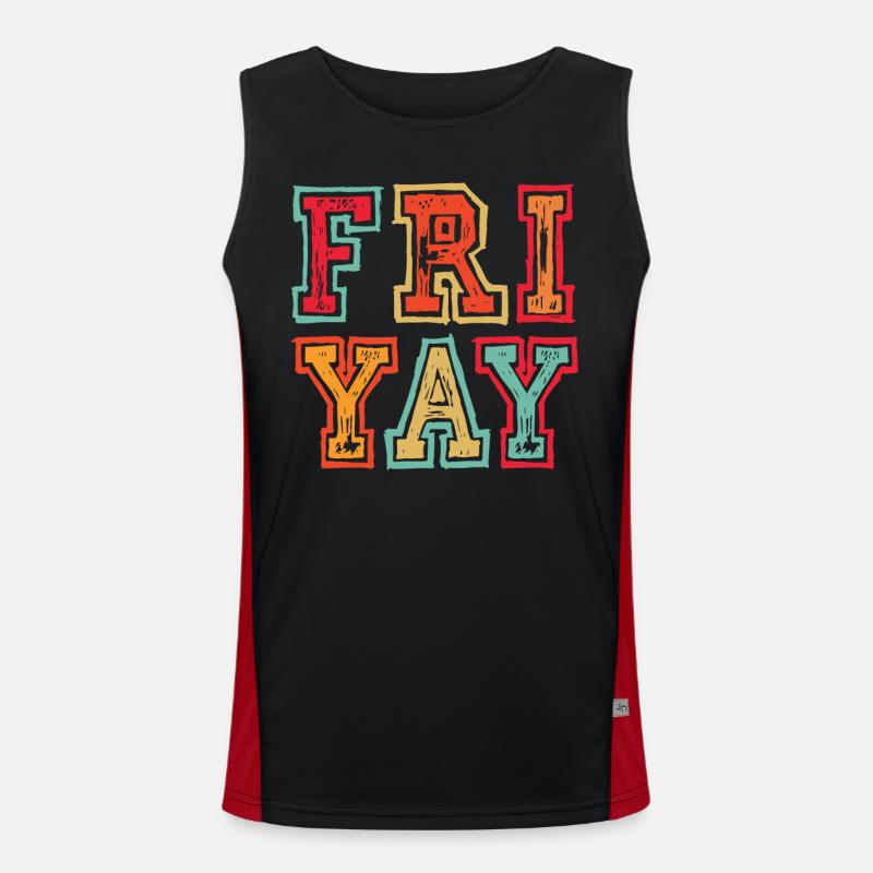 Fri Yay Teachers School Weekend Vibes Men's Functional Contrast Tank Top 
