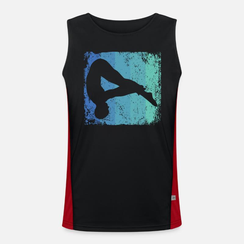 Synchronized Water Diver High Diver - Men's Functional Contrast Tank Top  - black/red