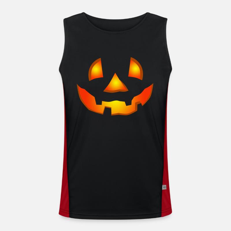 Joyeux visage de citrouille d’Halloween Débardeur respirant contrasté Homme 