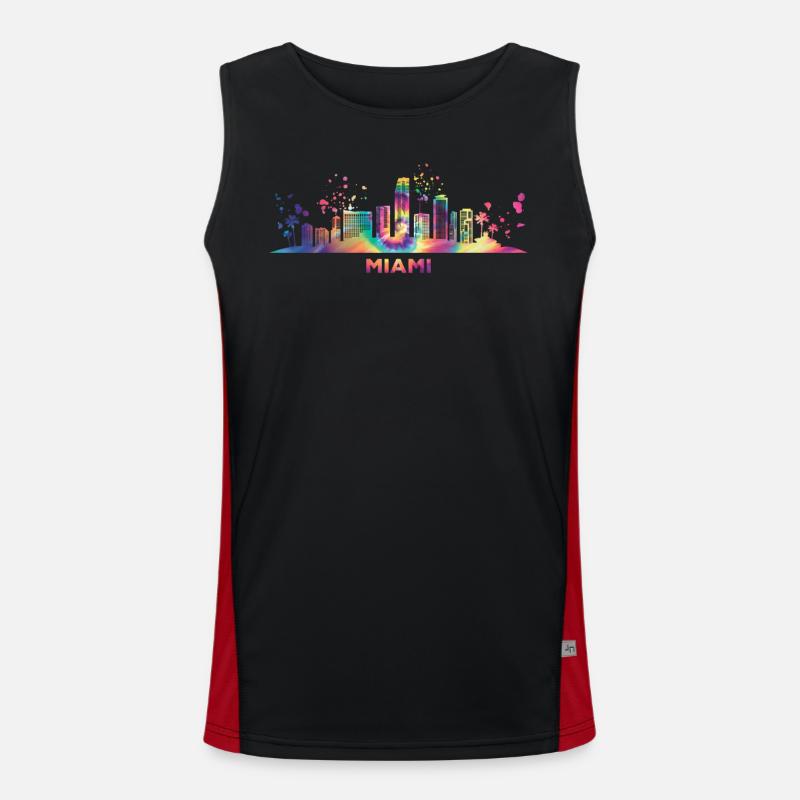Miamian Skyline Miami Funktionelles Kontrast-Tank Top für Männer 