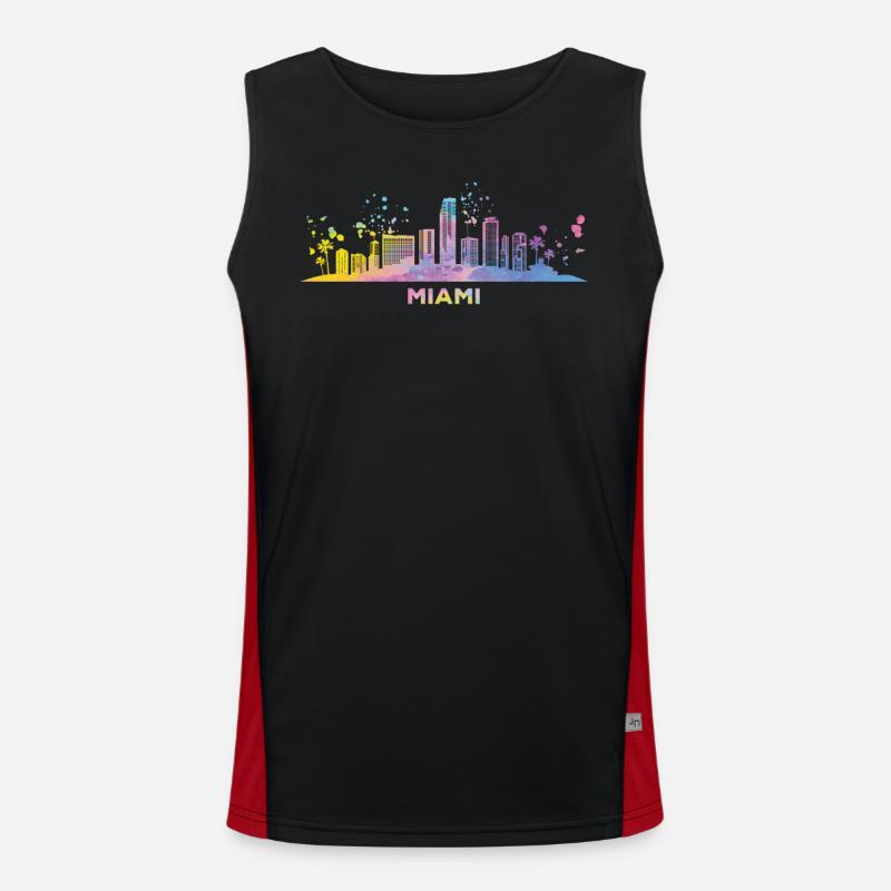 Miamian Skyline Miami Funktionelles Kontrast-Tank Top für Männer 