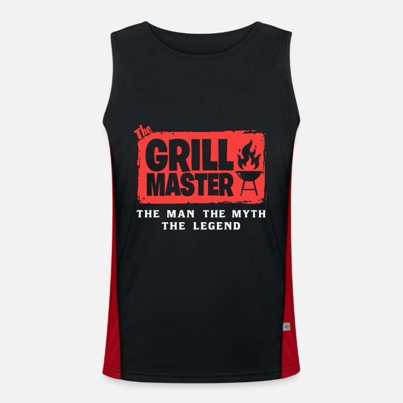 The Grillmaster BBQ Grilling Cult Saying Men's Functional Contrast Tank Top 