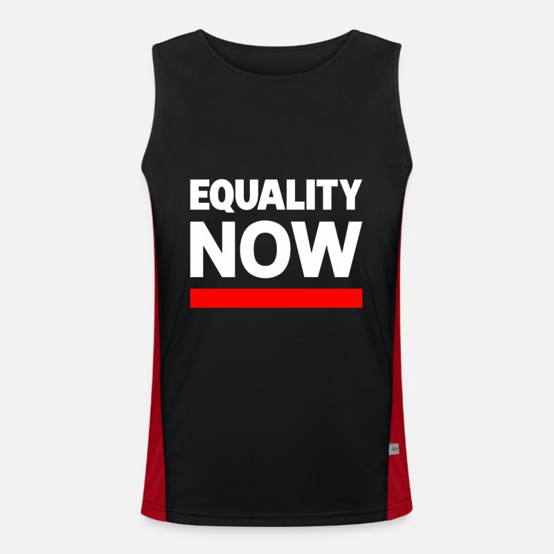 EQUALITY NOW Statement Slogan - Men's Functional Contrast Tank Top - black/red