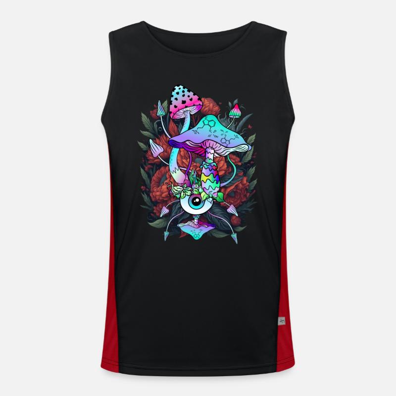 Psychedelische Pilz - Augen Kunst mit Blumen Funktionelles Kontrast-Tank Top für Männer 