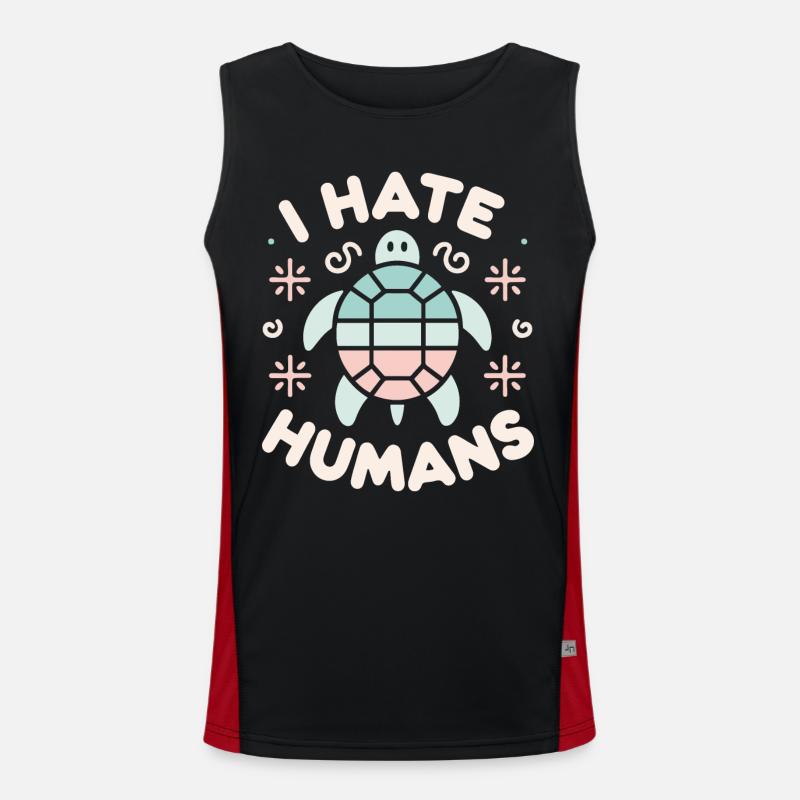 Turtle Sea Turtle Turtle Animal - Men's Functional Contrast Tank Top  - black/red