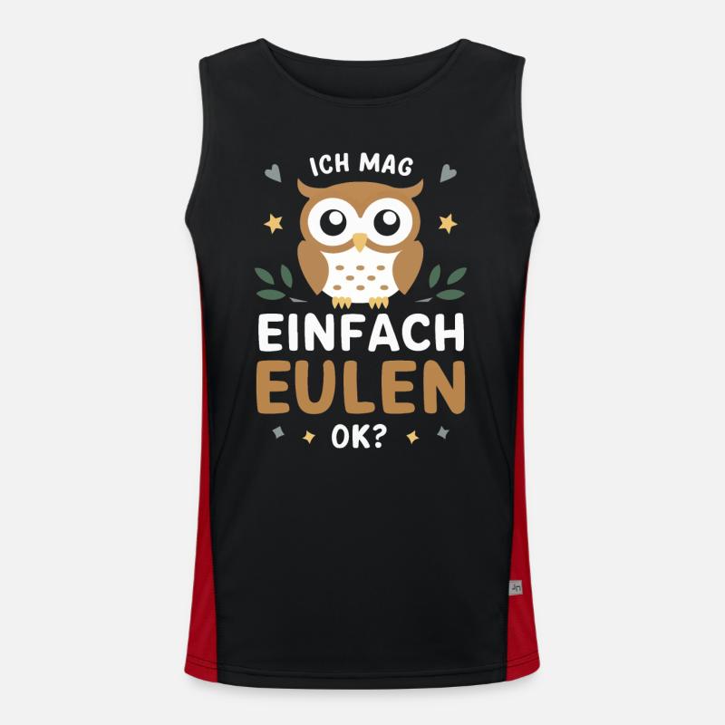 Nachteule Eule Eulen Vogel - Funktionelles Kontrast-Tank Top für Männer - Schwarz/Rot