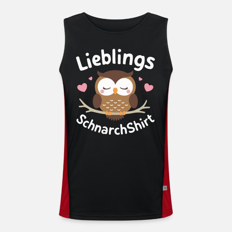 Nachteule Eule Eulen Vogel - Funktionelles Kontrast-Tank Top für Männer  - Schwarz/Rot