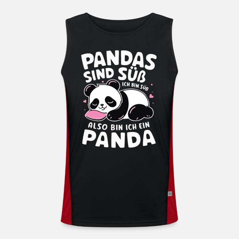 Panda Panda Bear Pandas Men's Functional Contrast Tank Top 