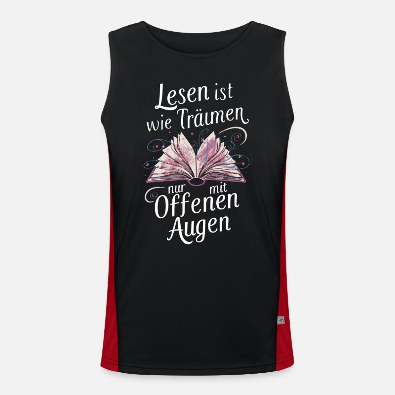 Buch Lesen Bücher Buch Nerd Bücherwurm Funktionelles Kontrast-Tank Top für Männer 