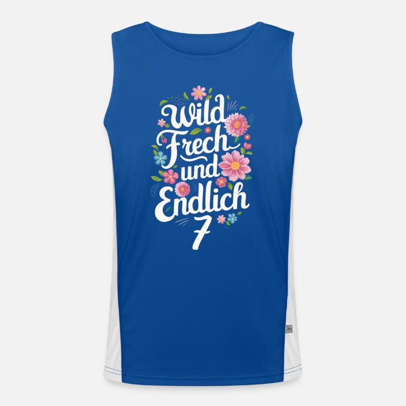 Geburtstagsgeschenk 7 Jahre Kindergeburtstag Funktionelles Kontrast-Tank Top für Männer 