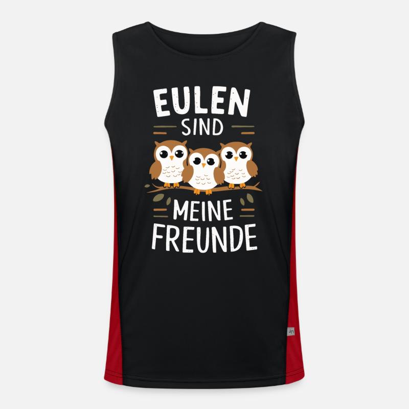Nachteule Eule Eulen Vogel - Funktionelles Kontrast-Tank Top für Männer - Schwarz/Rot