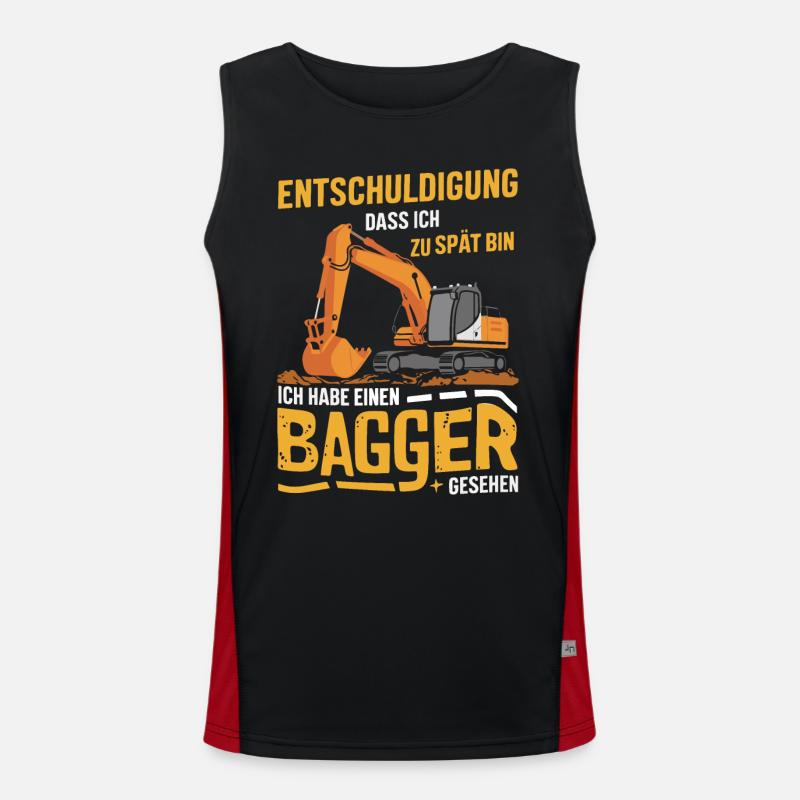 Baggerfahrer Bauarbeiter Baustelle Baumaschine Funktionelles Kontrast-Tank Top für Männer 