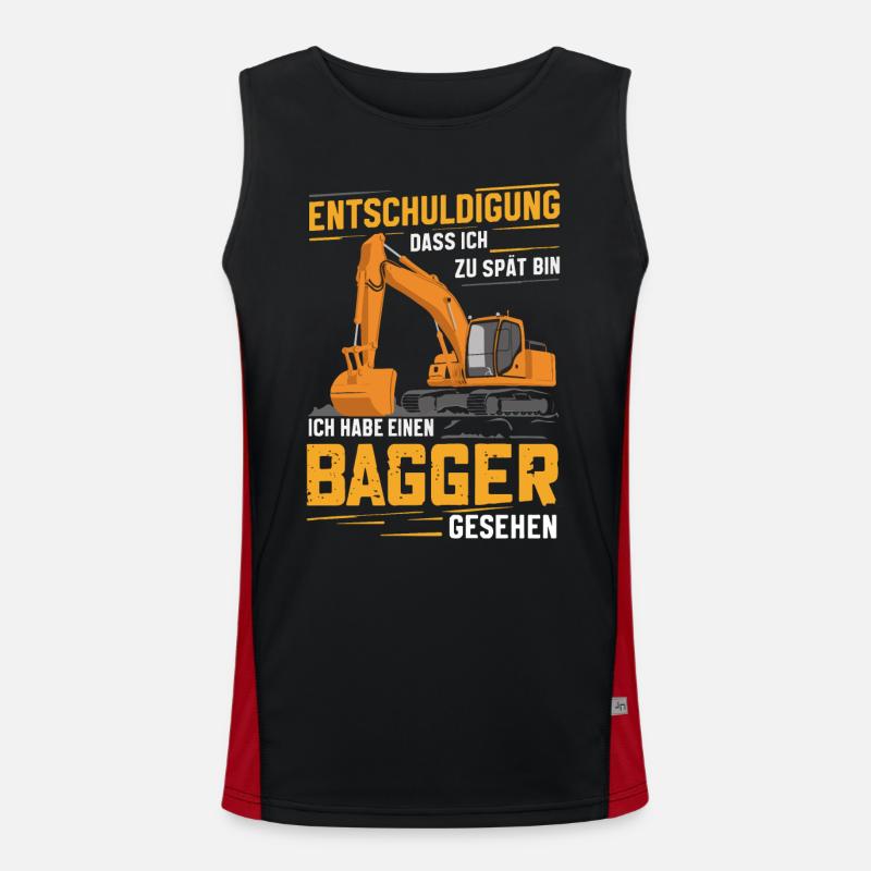 Baggerfahrer Bauarbeiter Baustelle Baumaschine Funktionelles Kontrast-Tank Top für Männer 