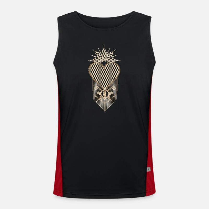 Macramé heart with filigree knot patterns - Men's Functional Contrast Tank Top  - black/red