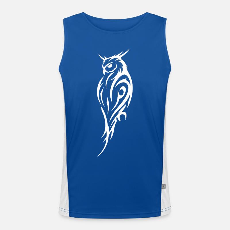 Tribal Eule Tattoo Stil Funktionelles Kontrast-Tank Top für Männer 