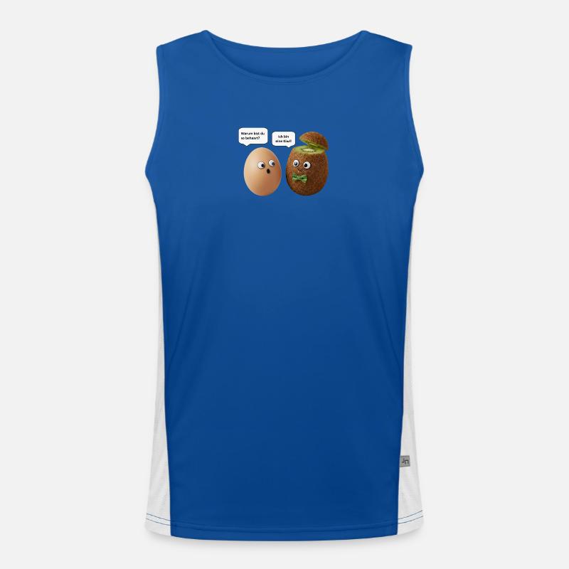 Kiwi und Ei Comedy Design Funktionelles Kontrast-Tank Top für Männer 