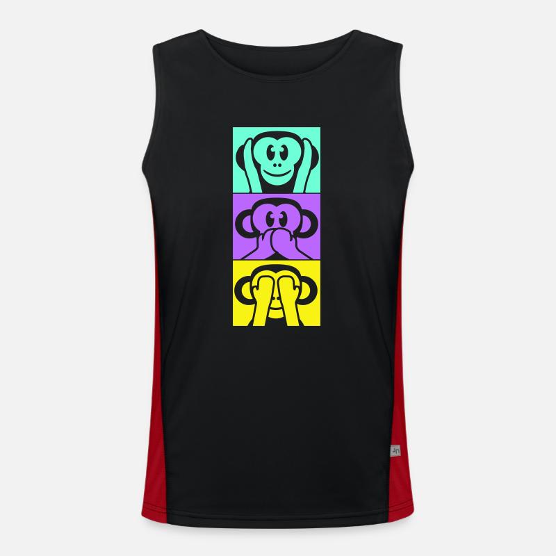3 Wise Monkeys Hear Nothing Say See Monkey Fun Men's Functional Contrast Tank Top 