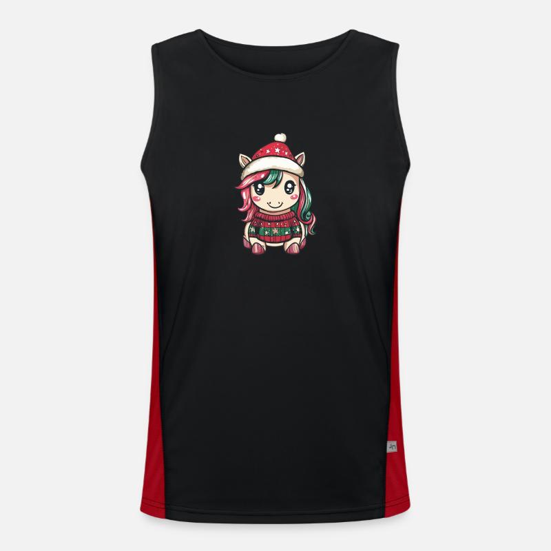 Einhorn Weihnachten Comic Funktionelles Kontrast-Tank Top für Männer 