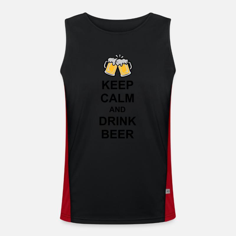 Keep Calm Drink Beer Funktionelles Kontrast-Tank Top für Männer 