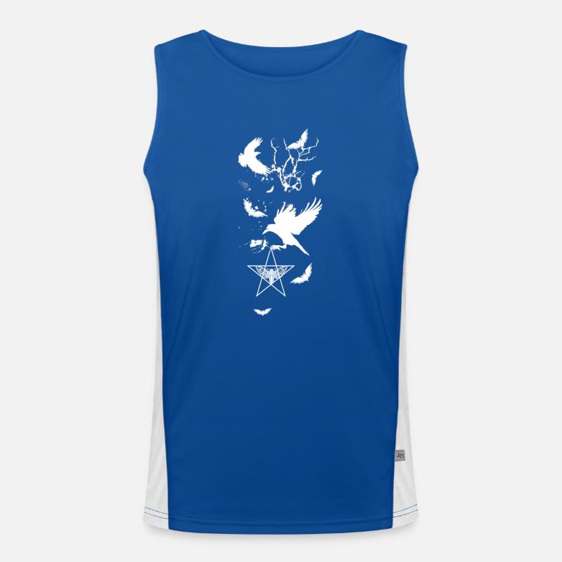gothic,moth,pentagon,branches,white,bat,crow Men's Functional Contrast Tank Top 