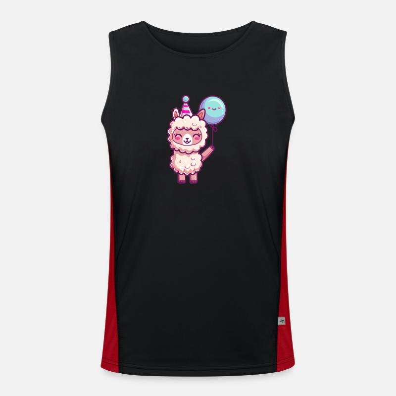 Alpaka Llama Geburtstag Comic Funktionelles Kontrast-Tank Top für Männer 