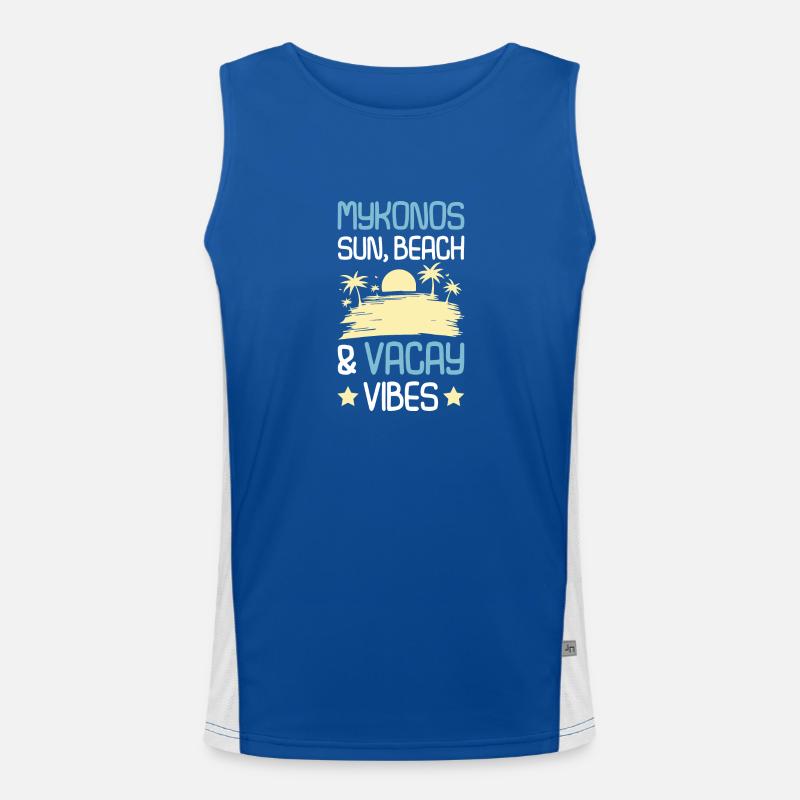 Mykonos Sommer Spruch Funktionelles Kontrast-Tank Top für Männer 
