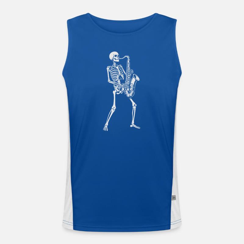 Skelett-Saxophonisten-Geschenk Funktionelles Kontrast-Tank Top für Männer 