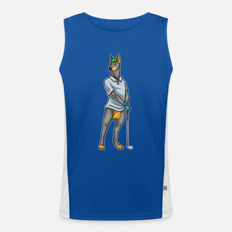 Dobermann Golf Golfschläger Funktionelles Kontrast-Tank Top für Männer 