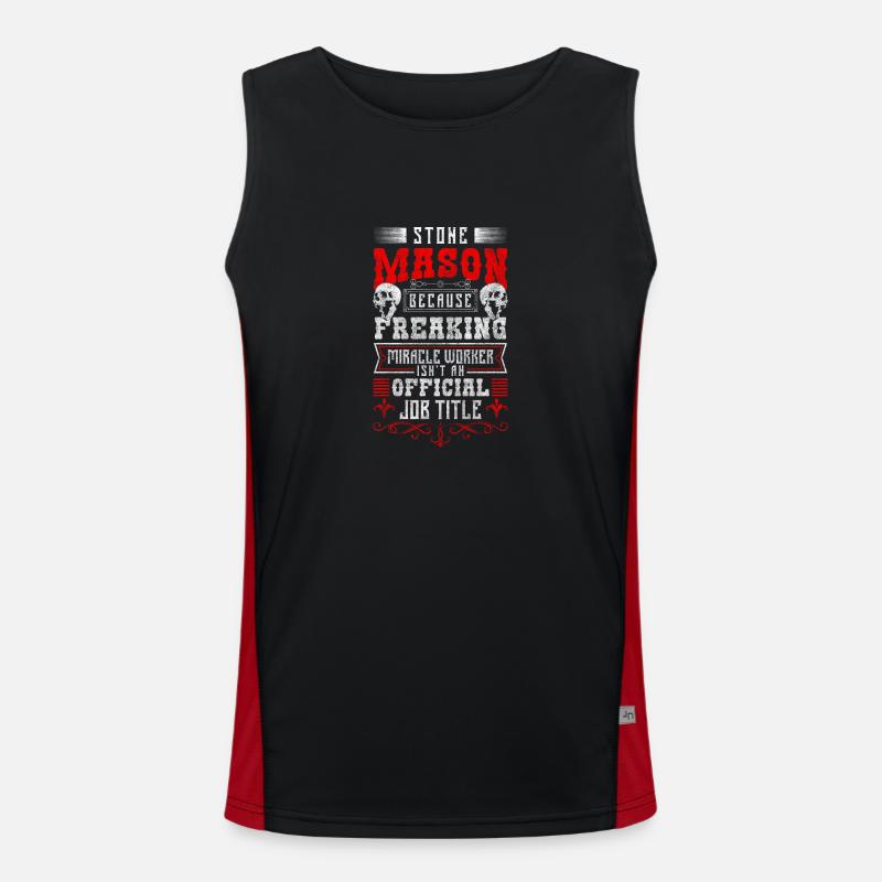 Bildhauer Kunst Granit Zunftwappen Funktionelles Kontrast-Tank Top für Männer 