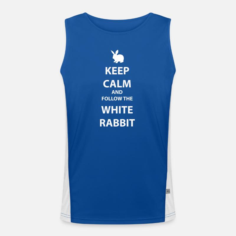 Weißer Hase Keep Calm Motiv Funktionelles Kontrast-Tank Top für Männer 