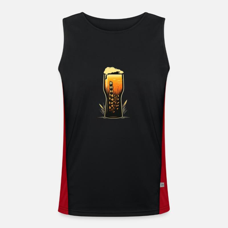 Coole Illustration Bierglas mit Braugerste Funktionelles Kontrast-Tank Top für Männer 