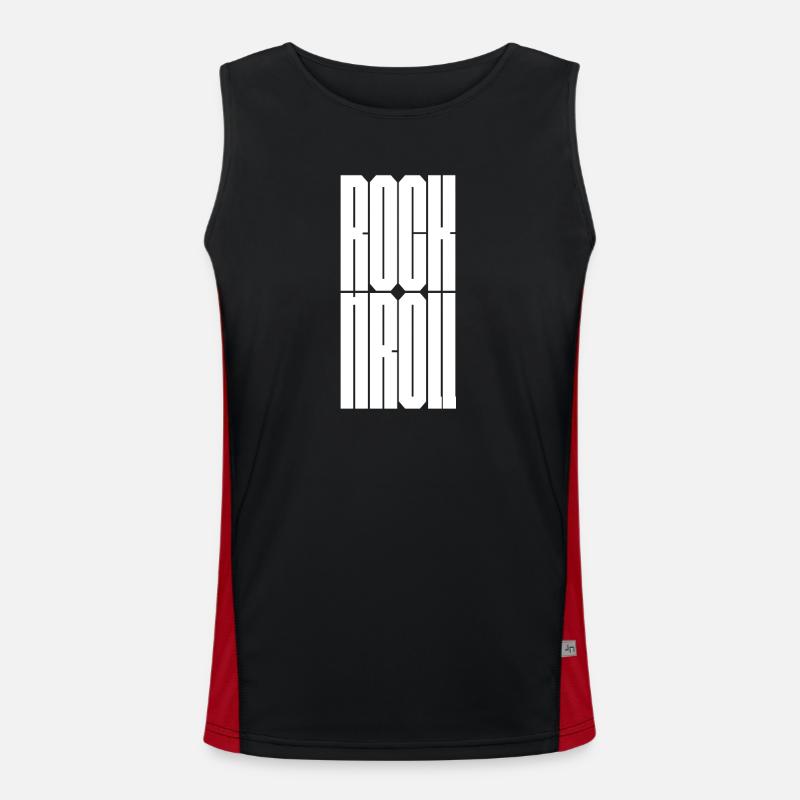 Rock and Roll bold logo design - Men's Functional Contrast Tank Top - black/red
