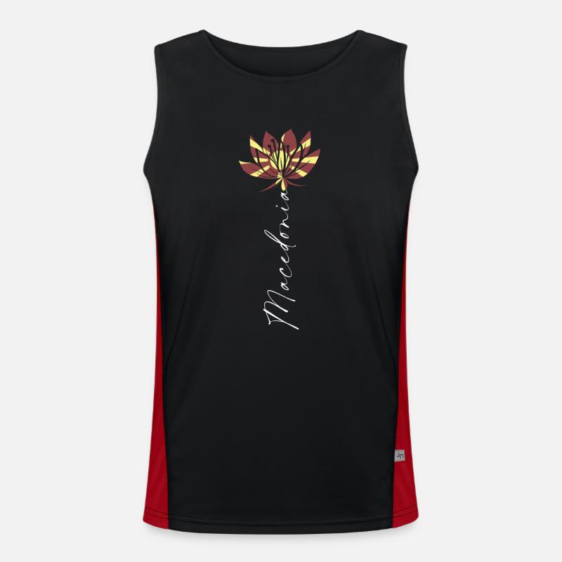 Mazedonische Flagge Mazedonien Balkan Herkunft Funktionelles Kontrast-Tank Top für Männer 