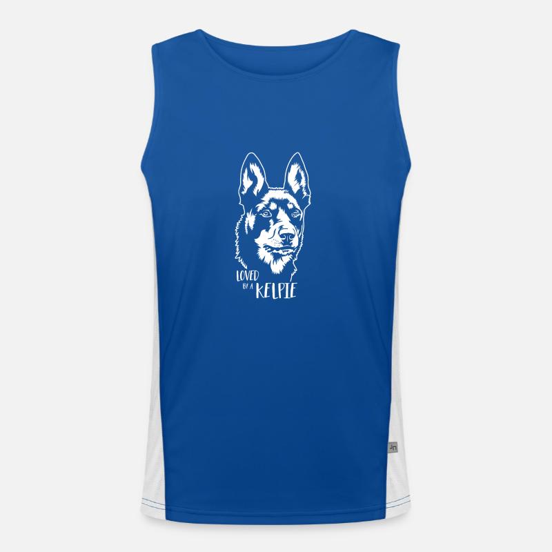 Australian Kelpie loved by a Kelpie Dog Wilsigns Men's Functional Contrast Tank Top 