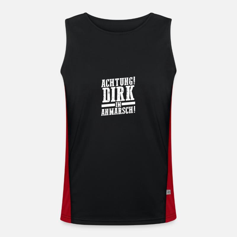 First name Dirk - Men's Functional Contrast Tank Top - black/red