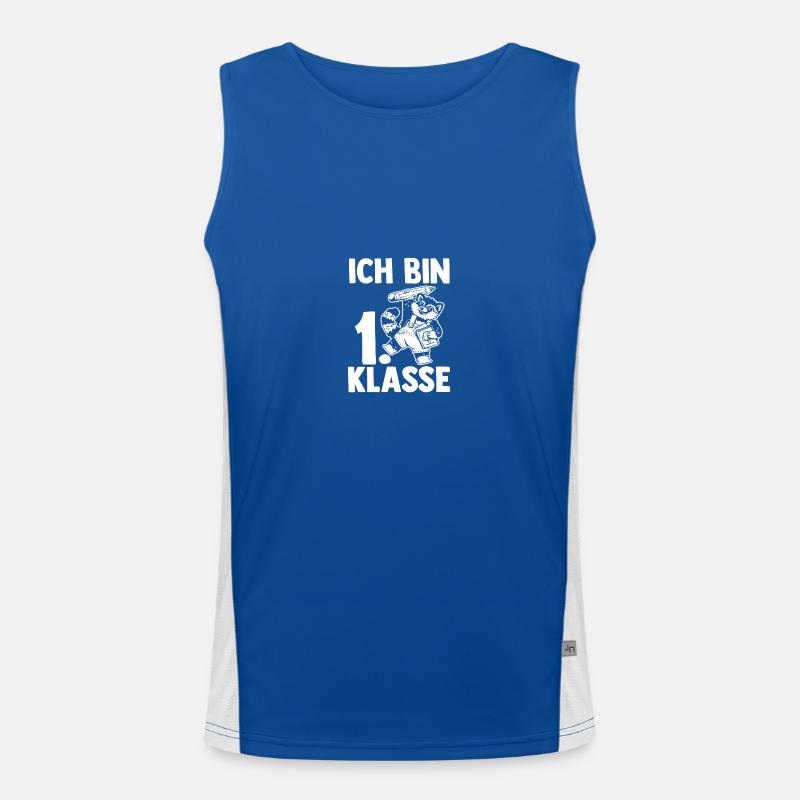 Erste Klasse Schulkind Schulbeginn Einschulung Funktionelles Kontrast-Tank Top für Männer 