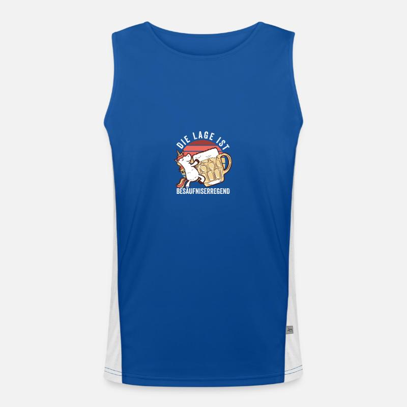 Die Lage Ist Besäufniserregend Bier Einhorn Funktionelles Kontrast-Tank Top für Männer 