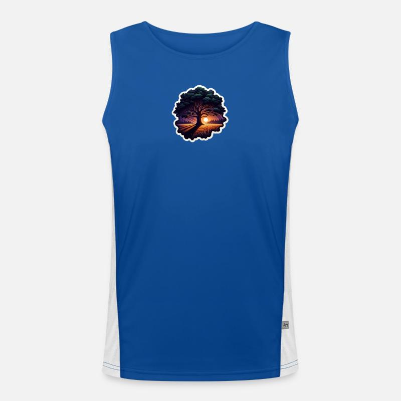 Sonnenuntergangsbaum Sticker Funktionelles Kontrast-Tank Top für Männer 