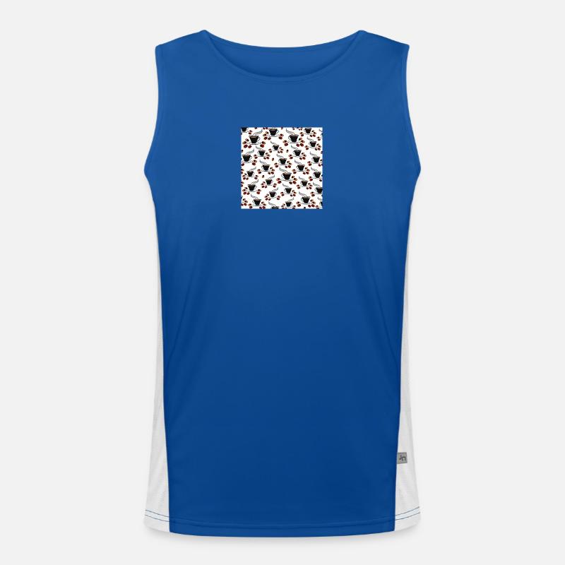 kaffeetassen Kaffeebohnen Küchenmuster Funktionelles Kontrast-Tank Top für Männer 