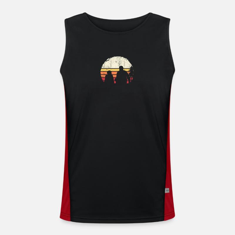 Sunset Silhouette on Beach - Men's Functional Contrast Tank Top  - black/red