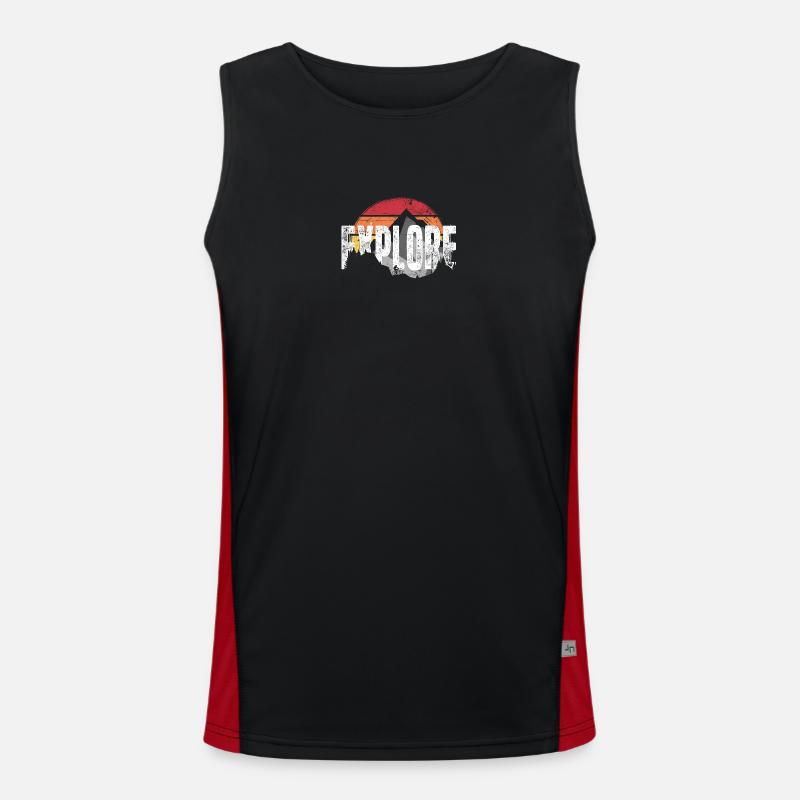 Explore Mountain Sunset Emblem - Men's Functional Contrast Tank Top  - black/red