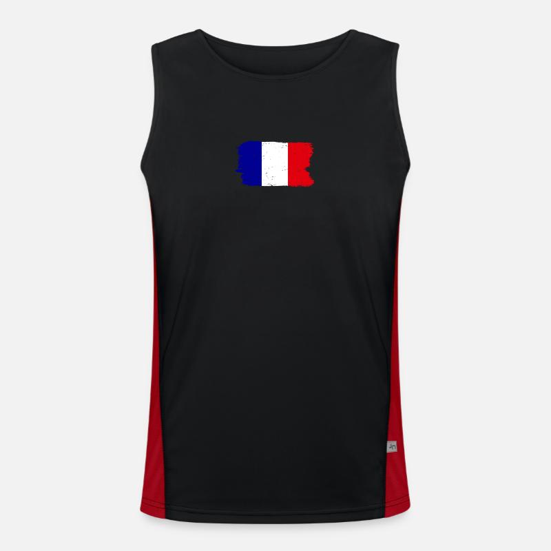 Bleu Blanc Rouge Pinceau Drapeau Débardeur respirant contrasté Homme 