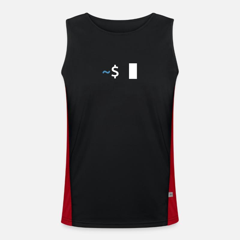 Linux Shell Command - Men's Functional Contrast Tank Top  - black/red