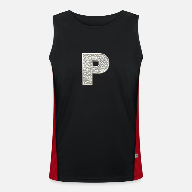 P, letter, letter P, initial, initial P, monogram, Men's Functional Contrast Tank Top 