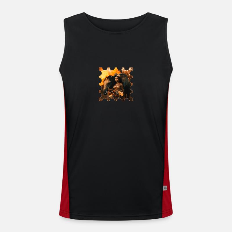 Frau mit Elefant Design Funktionelles Kontrast-Tank Top für Männer 