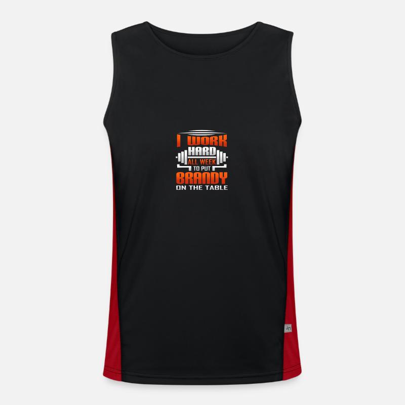 I Work Hard All Week To Put Brandy On The Table Funktionelles Kontrast-Tank Top für Männer 