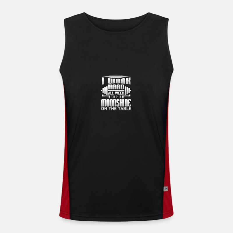 I Work Hard All Week To Put Moonshine On The Table Funktionelles Kontrast-Tank Top für Männer 