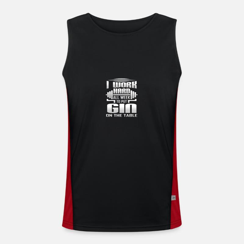I Work Hard All Week To Put Gin On The Table Funktionelles Kontrast-Tank Top für Männer 